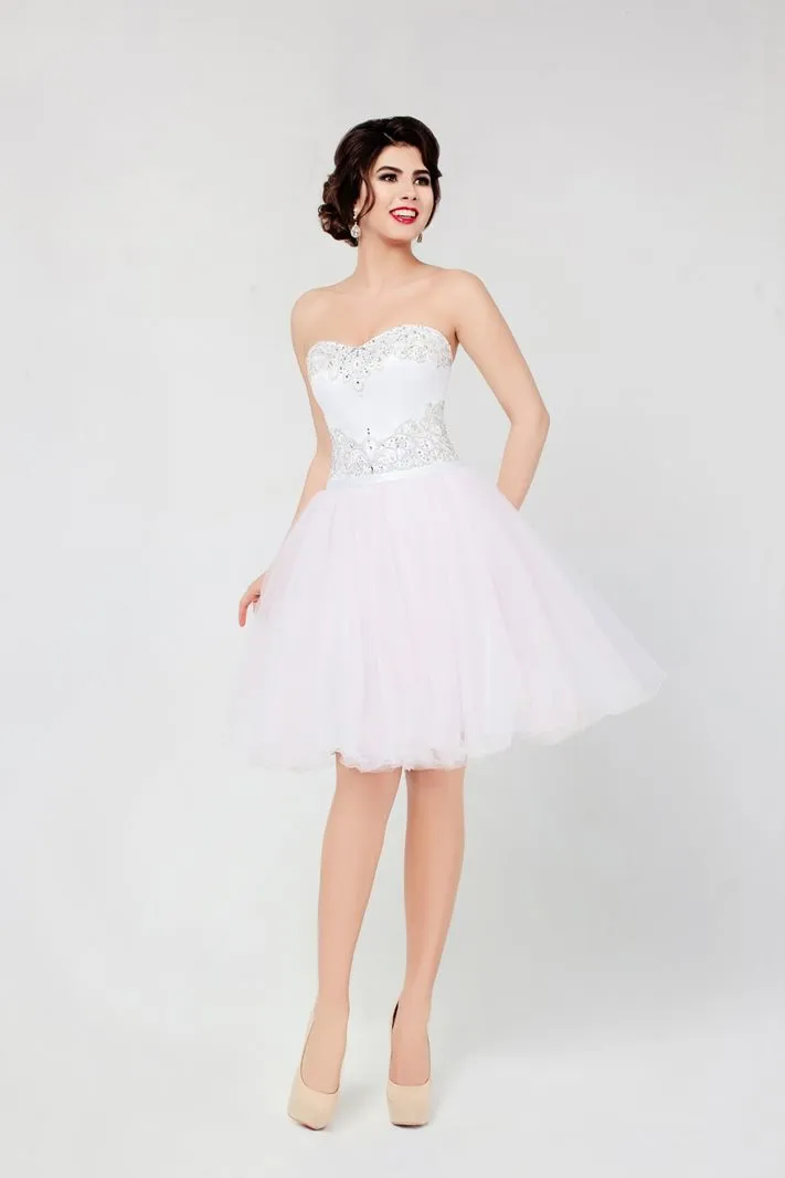 ---Elegant short dress for girls made of satin bodice and wide skirt in tulle collection 2021--