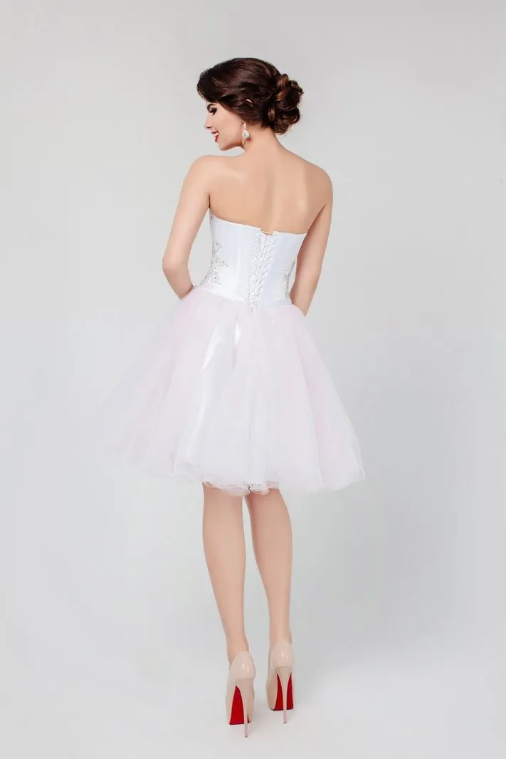 ---Elegant short dress for girls made of satin bodice and wide skirt in tulle collection 2021--