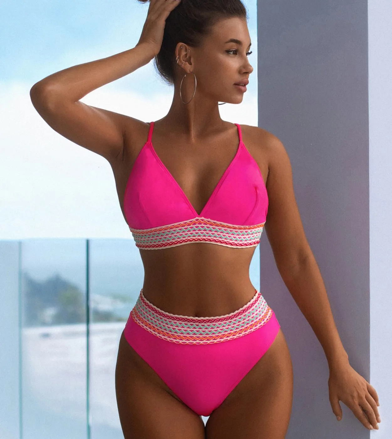 2023 Nuovo Bikini 2 Pezzi Costume Da Bagno Delle Donne Con Scollo A V Triangolo Coppa Splicing Fasciatura Costume Da Bagno A Vit