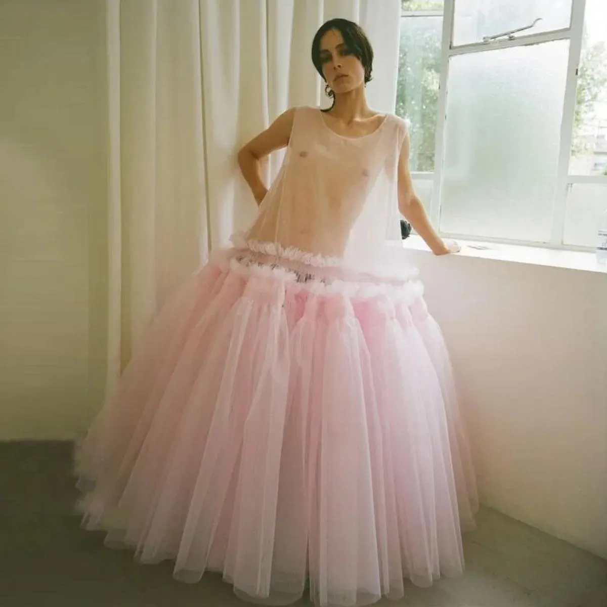 2023 Spring Couture See Thru Dress Puffy Tulle Sheer Hot Pink Prom Abiti da festa Abito su misura per eventi Special Occasio