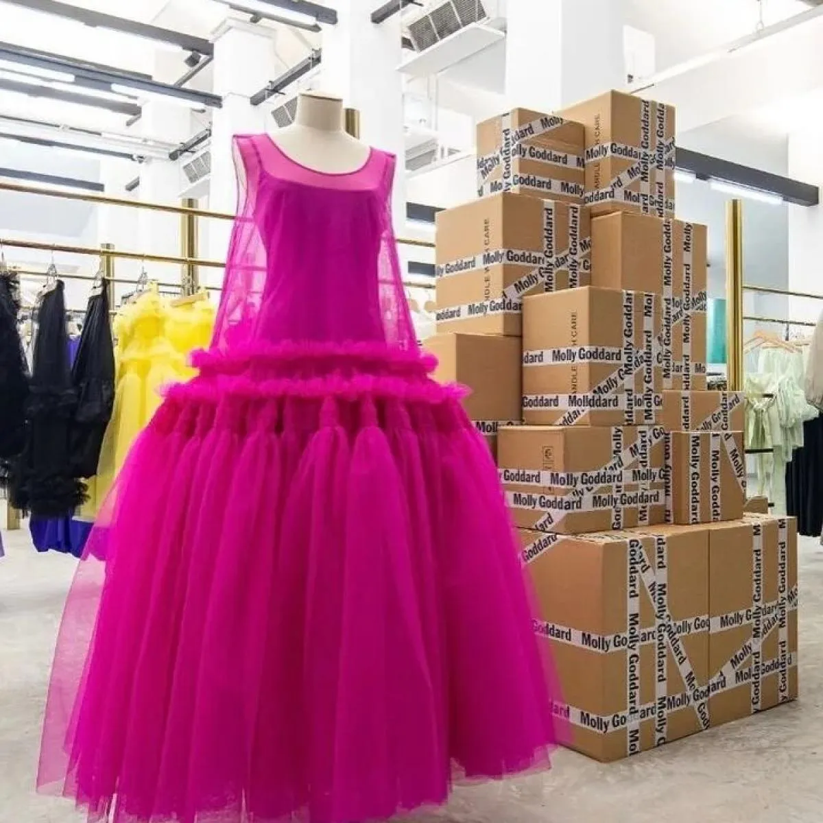 2023 Spring Couture See Thru Dress Puffy Tulle Sheer Hot Pink Prom Abiti da festa Abito su misura per eventi Special Occasio