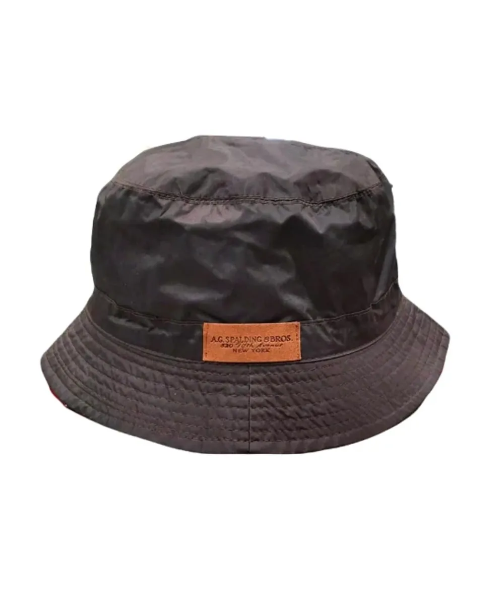 AG Spalding & Bros bucket cappello reversibile, velluto e nylon, marrone