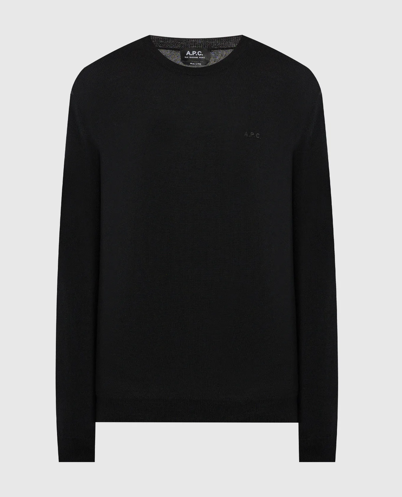 A.P.C Maglia nera in lana con ricamo logo WVAWMH23285