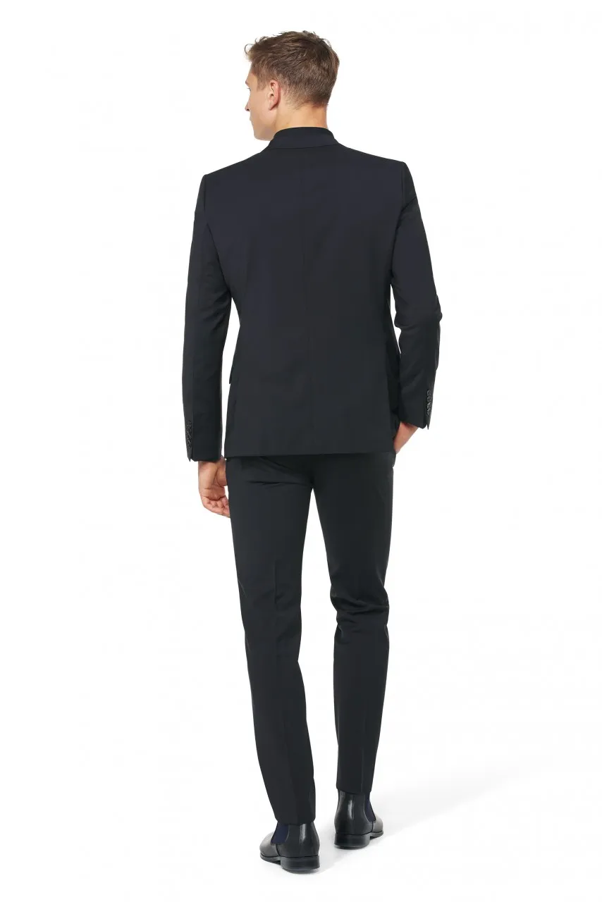 Black dress slim fit digel pure wool marzotto super 100's