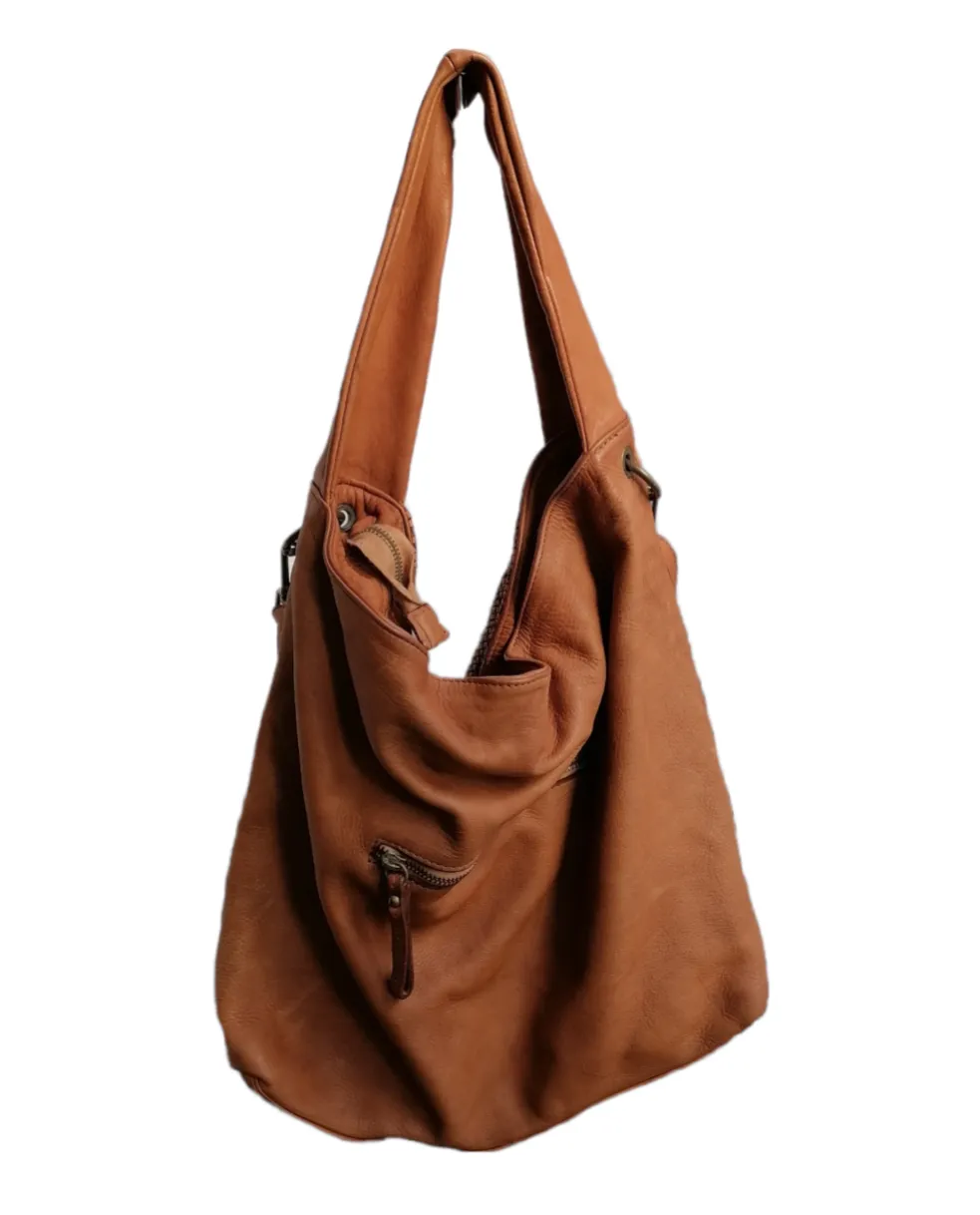 Borsa Grande Hobo 36x38 in Sauvage Pelle Intrecciata Vintage