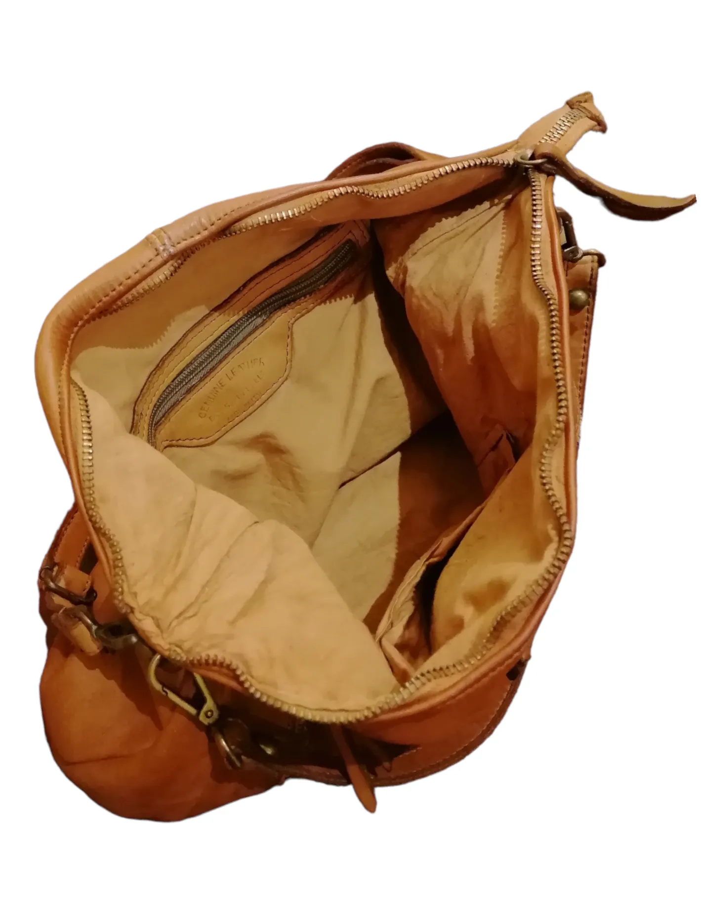 Borsa Hobo Cerniera in Sauvage Pelle Stile Vintage