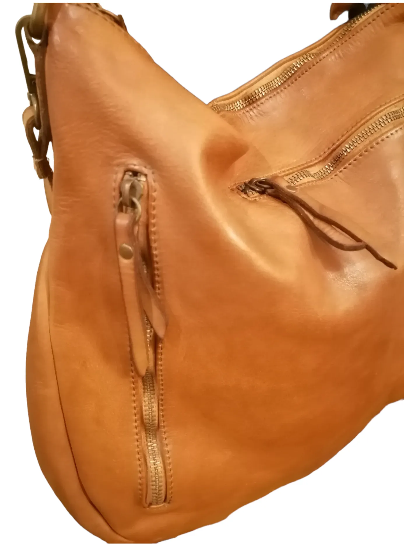 Borsa Hobo Cerniera in Sauvage Pelle Stile Vintage