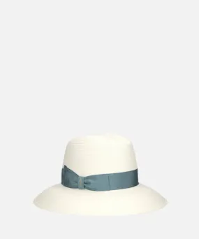 Borsalino Claudette cappello Panama Fine, tesa larga, cinta azzurro