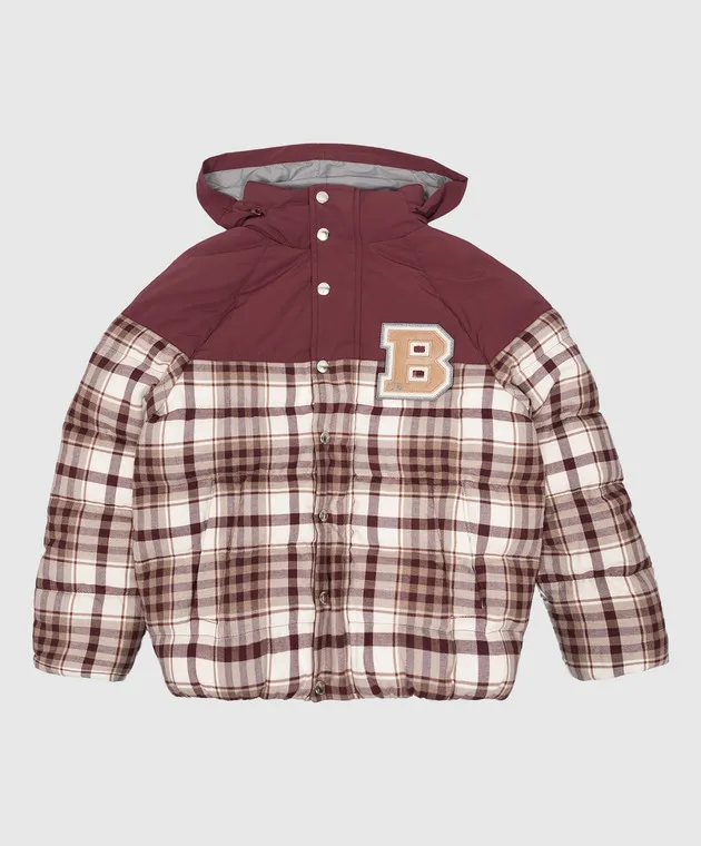 Brunello Cucinelli Piumino combinato a quadri da bambino bordeaux BY616J322C