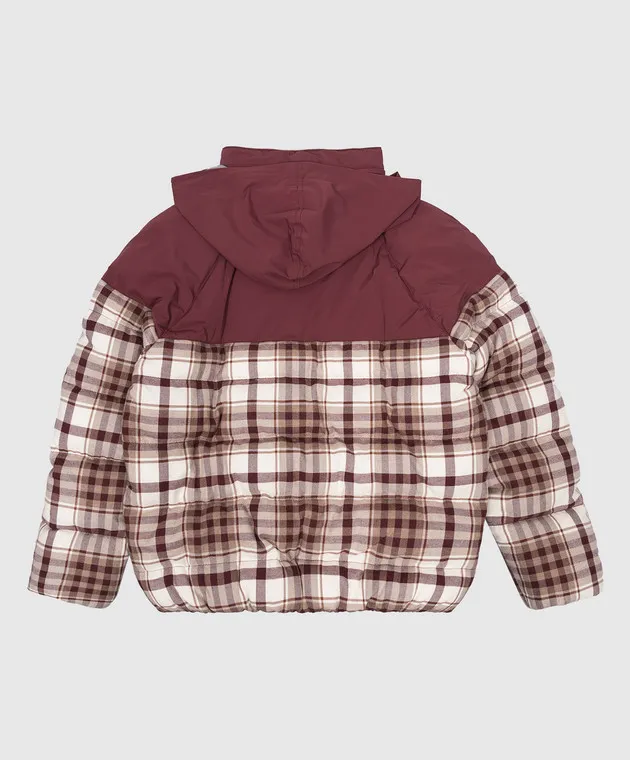 Brunello Cucinelli Piumino combinato a quadri da bambino bordeaux BY616J322C