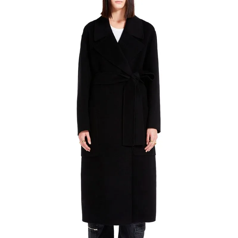 Cappotto nero con cintura Veleno 