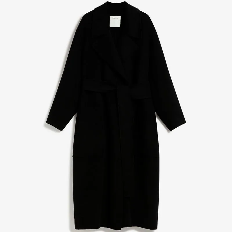 Cappotto nero con cintura Veleno 