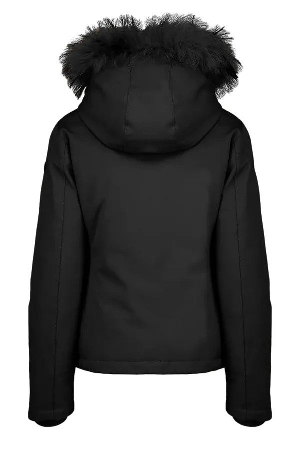 Censured giacca in softshell bonded invernale con cappuccio e pelliccia JW6236TNEP 90 black