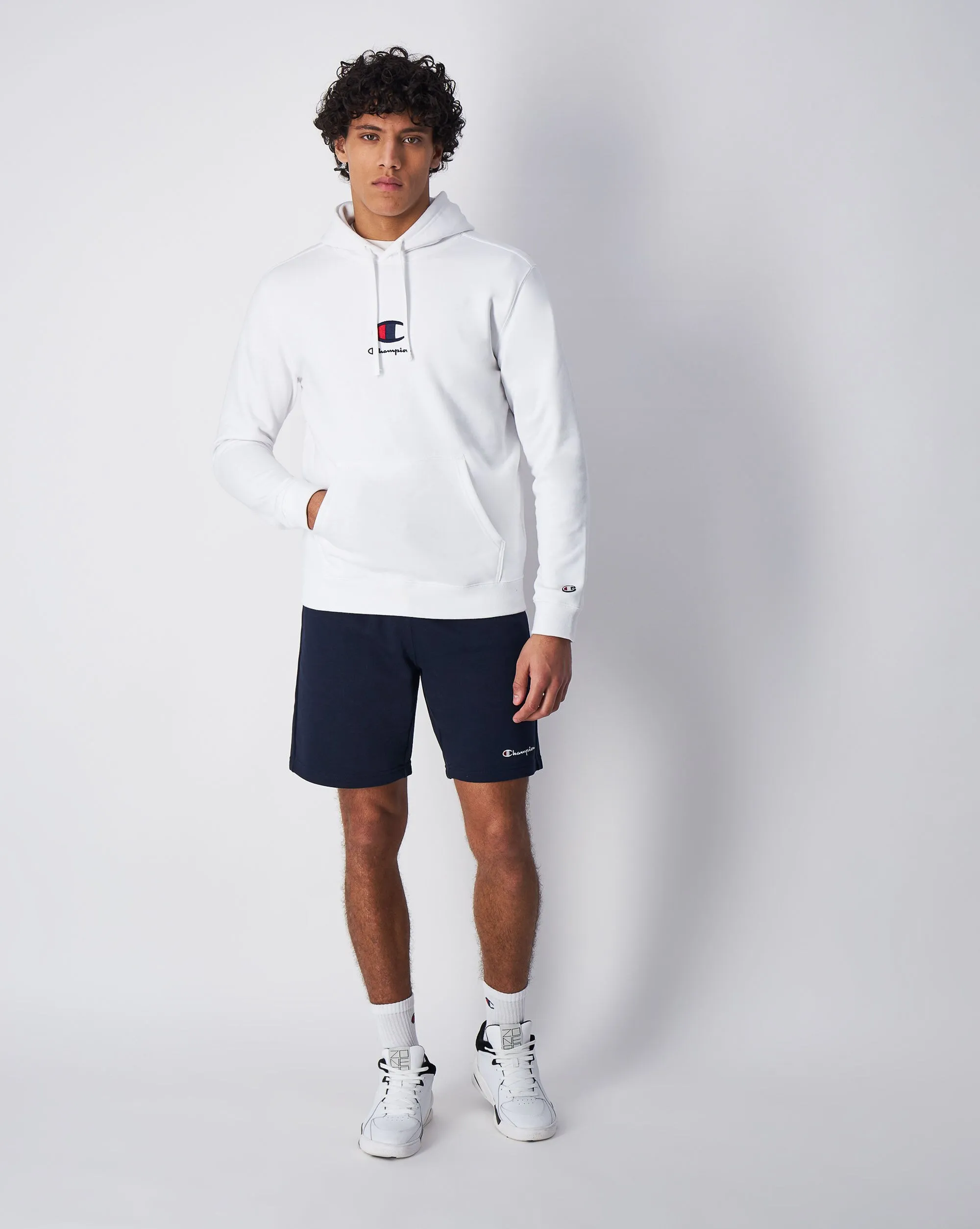 Champion Felpa Con Cappuccio E Nuovo Logo Bianco Uomo