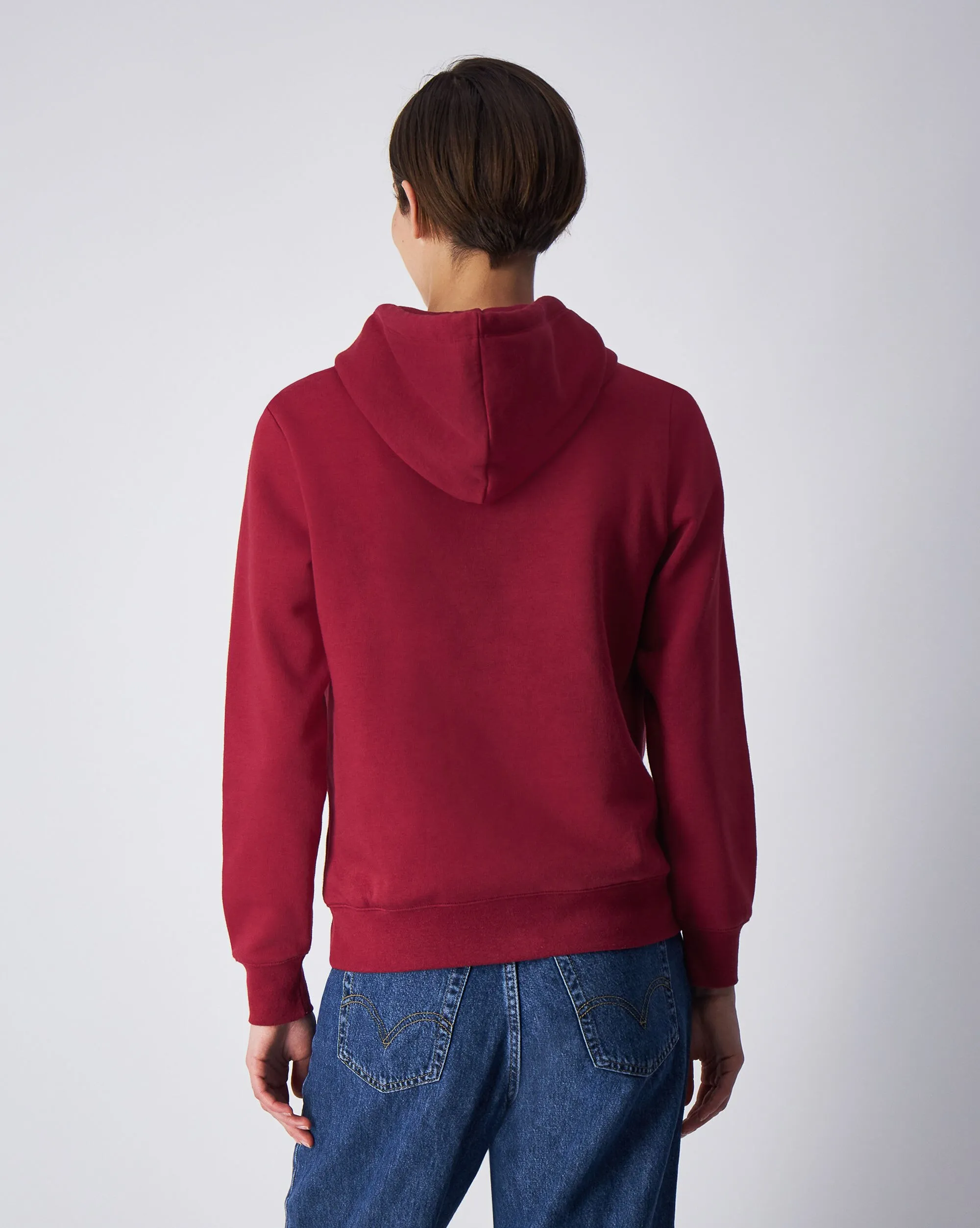 Champion Felpa Con Cappuccio in Fleece Misto Cotone Big Logo Rosso Donna