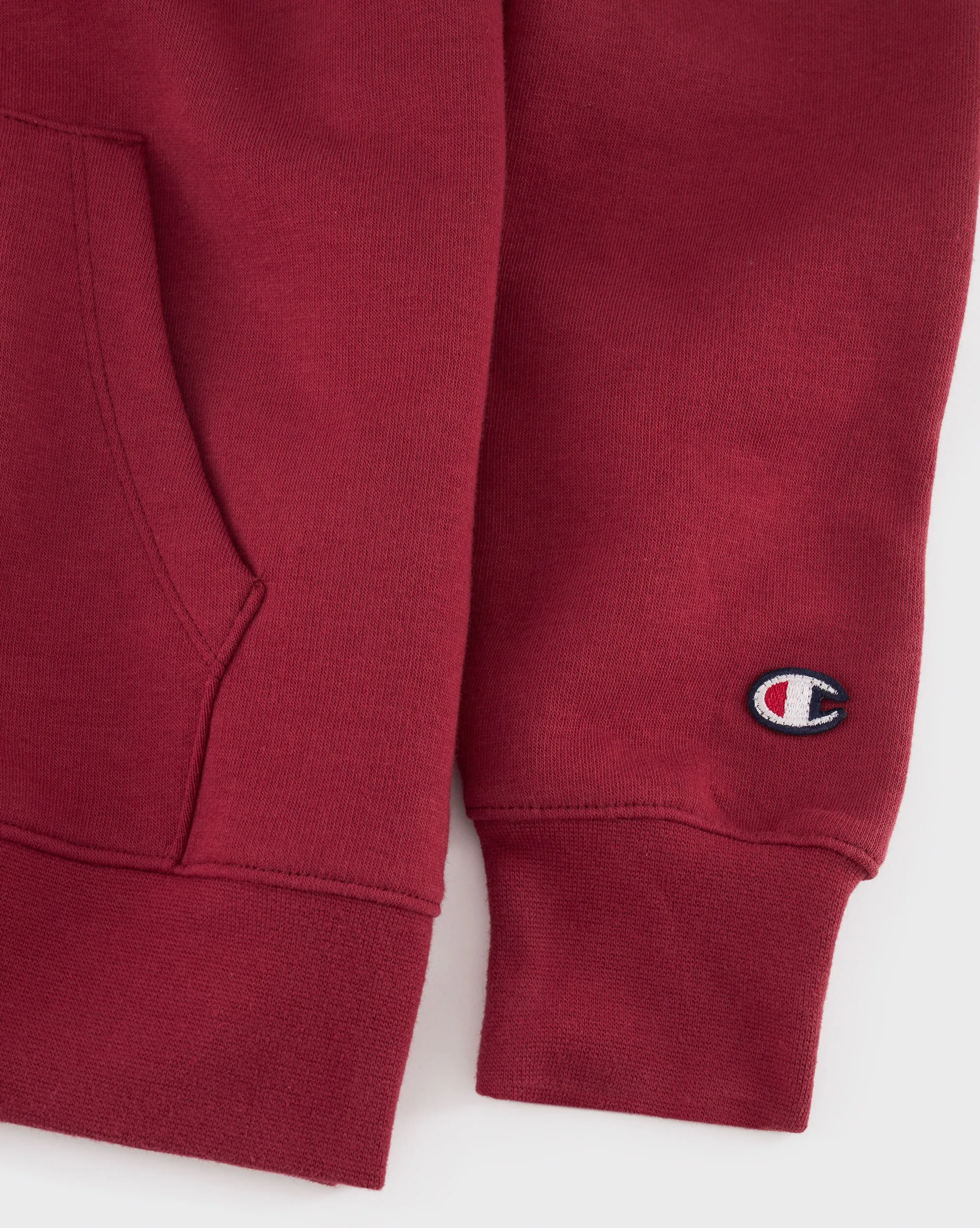 Champion Felpa Con Cappuccio in Fleece Misto Cotone Big Logo Rosso Donna