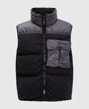 C.P. Company Gilet in piumino nero con patch logo MOW033A006369M