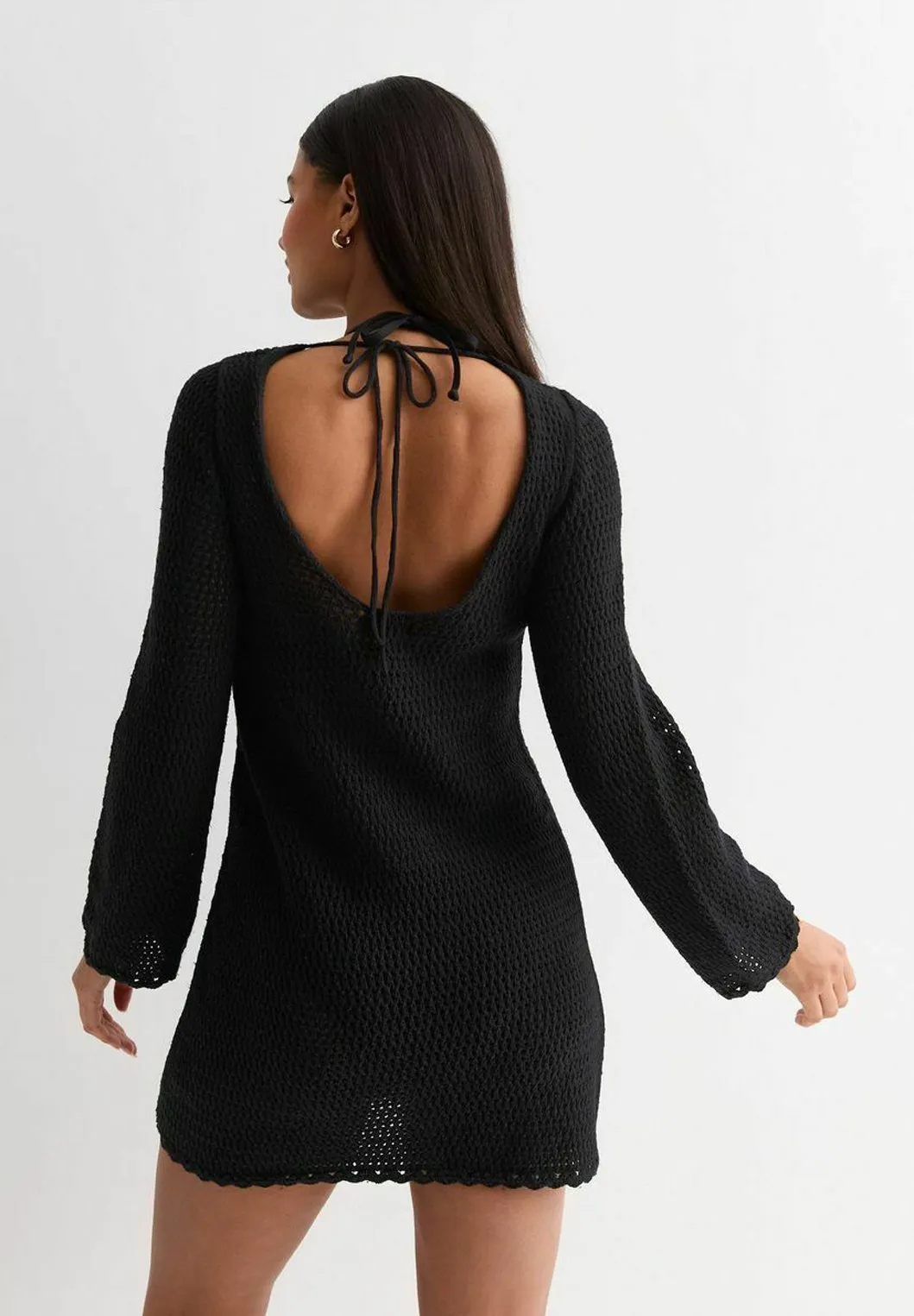 CROCHET LONG SLEEVE BEACH DRESS - Accessorio da spiaggia