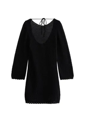 CROCHET LONG SLEEVE BEACH DRESS - Accessorio da spiaggia