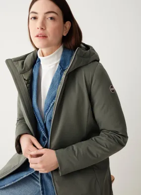 Down jacket with hood in 3-layer fabric