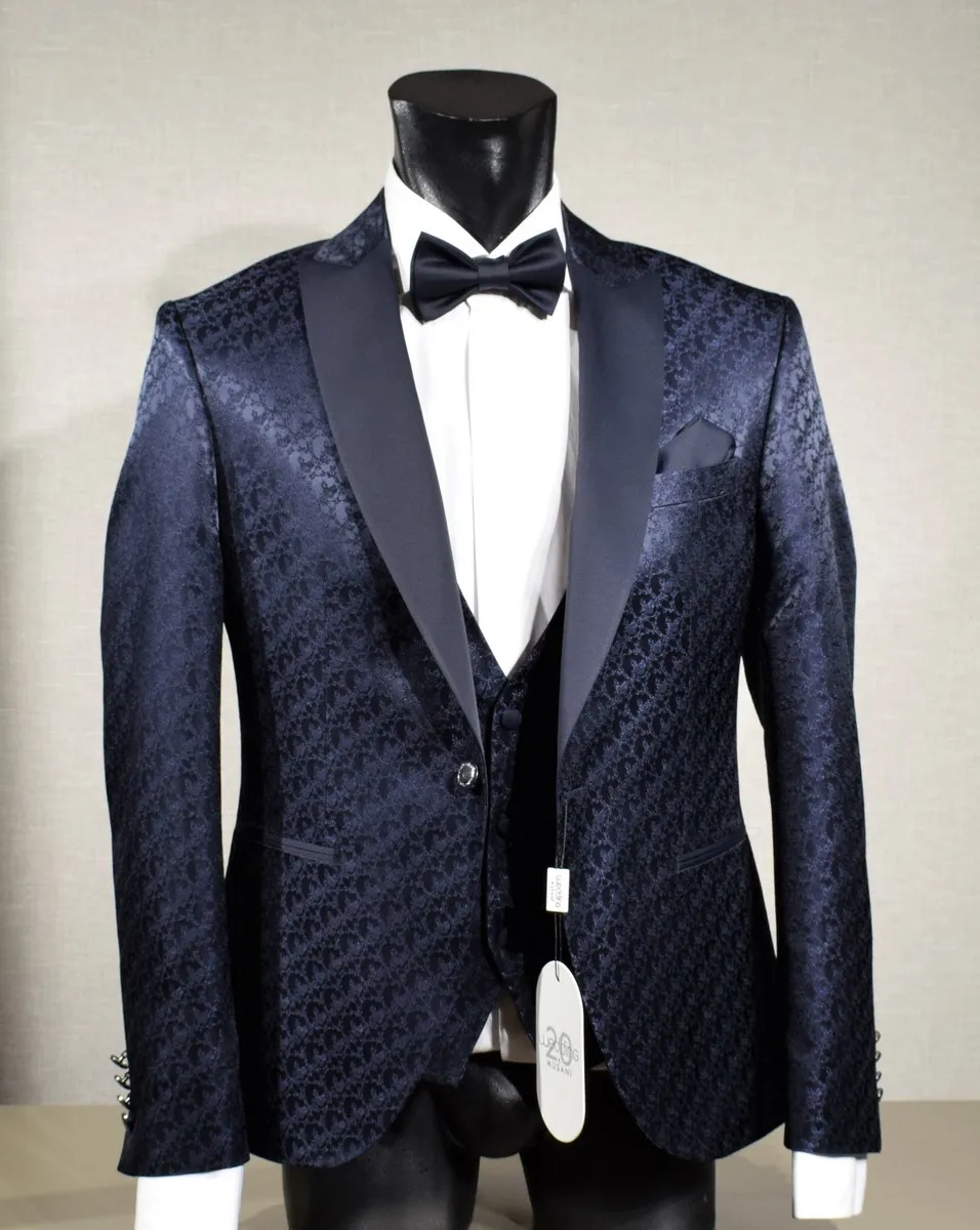 Dress tuxedo blue damask musani ceremony slim fit