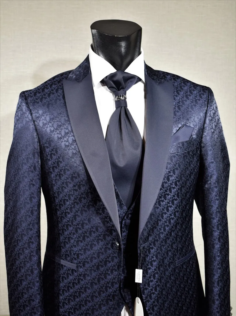 Dress tuxedo blue damask musani ceremony slim fit