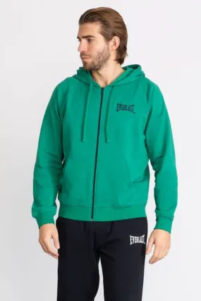 EVERLAST FELPA ESTIVA UOMO  ZIP LUNGA E CAPPUCCIO GREEN