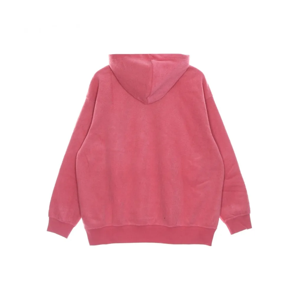 felpa cappuccio donna w essential plush hoodie ARCHAEO PINK/BLACK