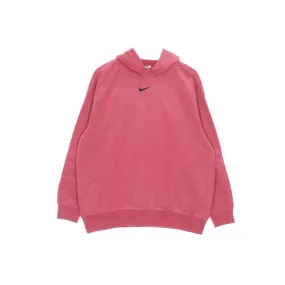 felpa cappuccio donna w essential plush hoodie ARCHAEO PINK/BLACK