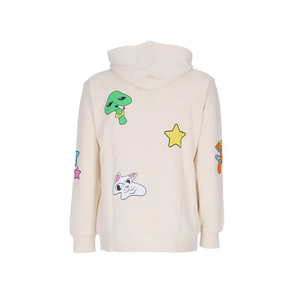 felpa cappuccio uomo shroom mania hoodie BONE MINERAL WASH