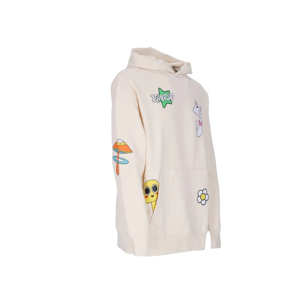 felpa cappuccio uomo shroom mania hoodie BONE MINERAL WASH