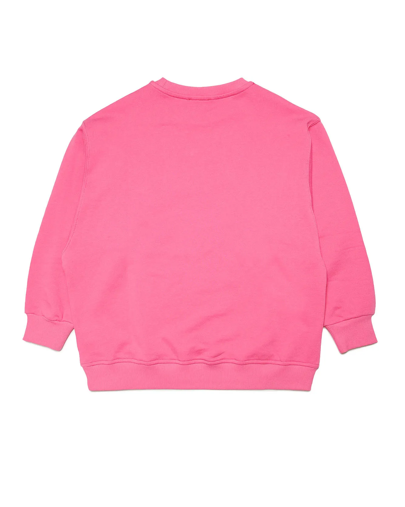 Felpa over fucsia in cotone con stampa logo Oval bianca 8-12 anni