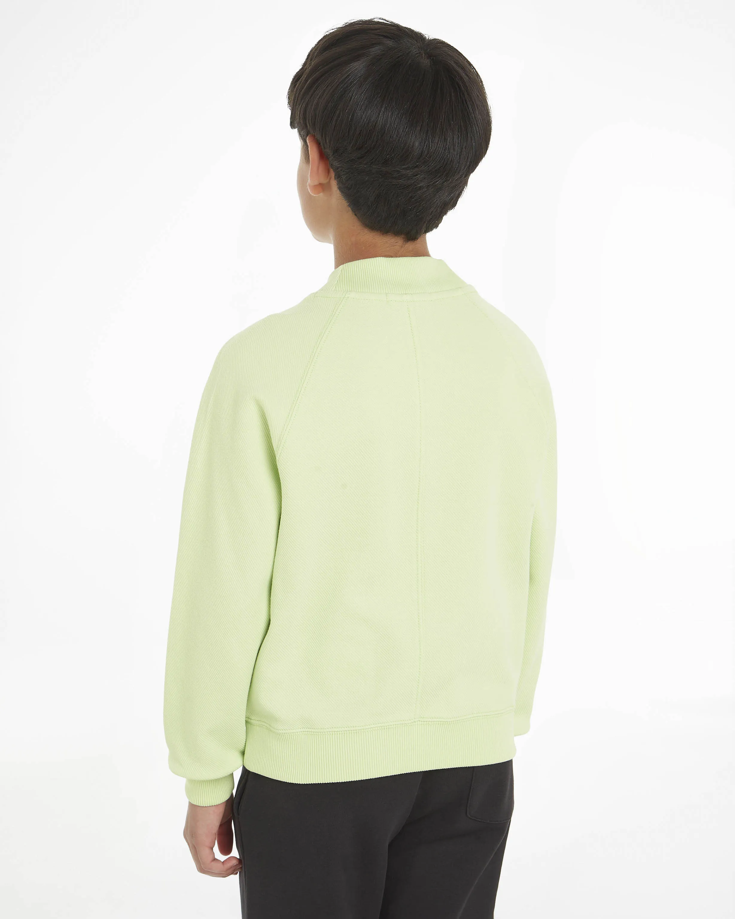 Felpa relaxed-fit lime in cotone con logo monogramma in rilievo in tono 10-16 anni