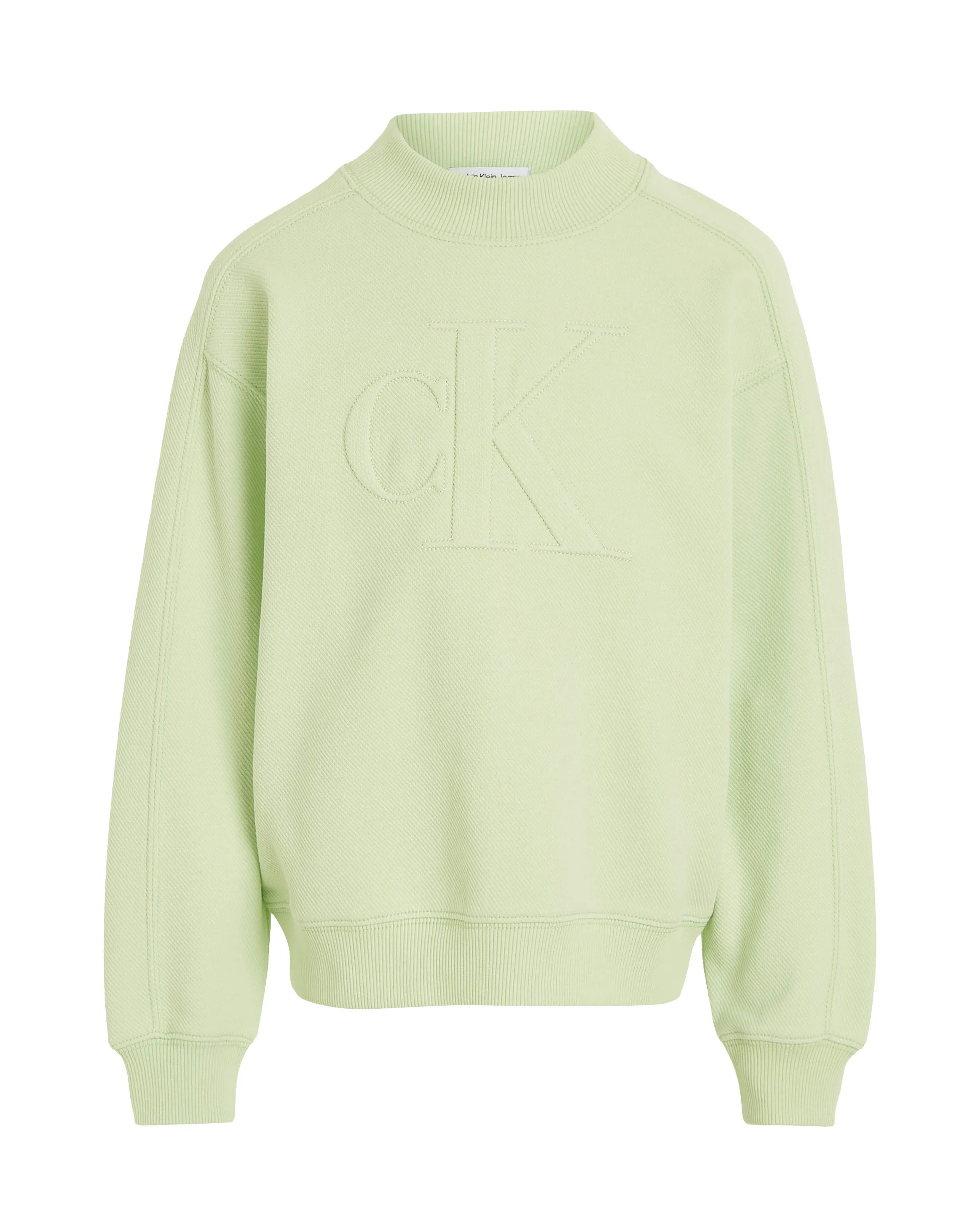 Felpa relaxed-fit lime in cotone con logo monogramma in rilievo in tono 10-16 anni