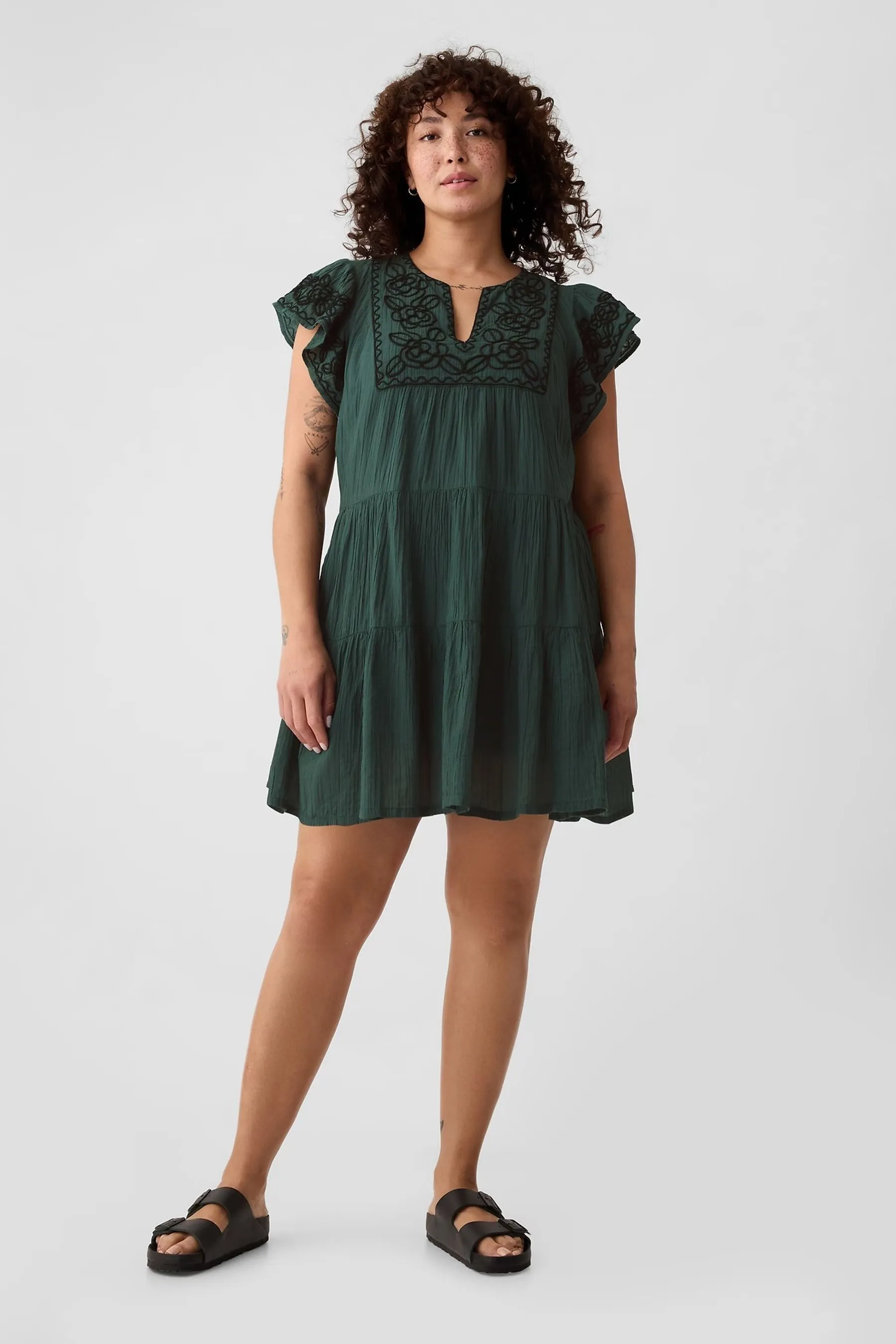 Gap Crinkle Gauze Embroidered Mini Dress