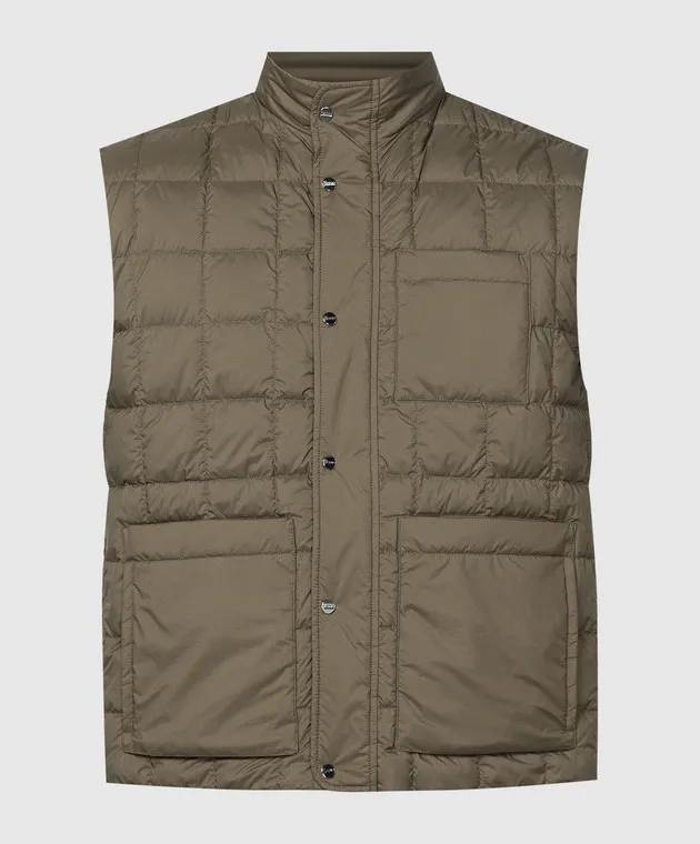 Herno Gilet in piumino verde con logo PI001111U12456