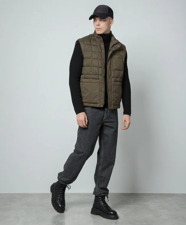 Herno Gilet in piumino verde con logo PI001111U12456