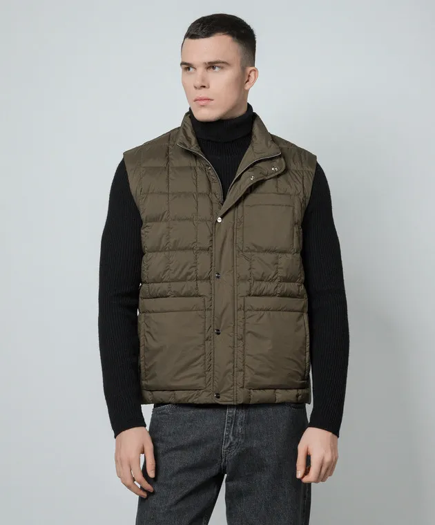 Herno Gilet in piumino verde con logo PI001111U12456