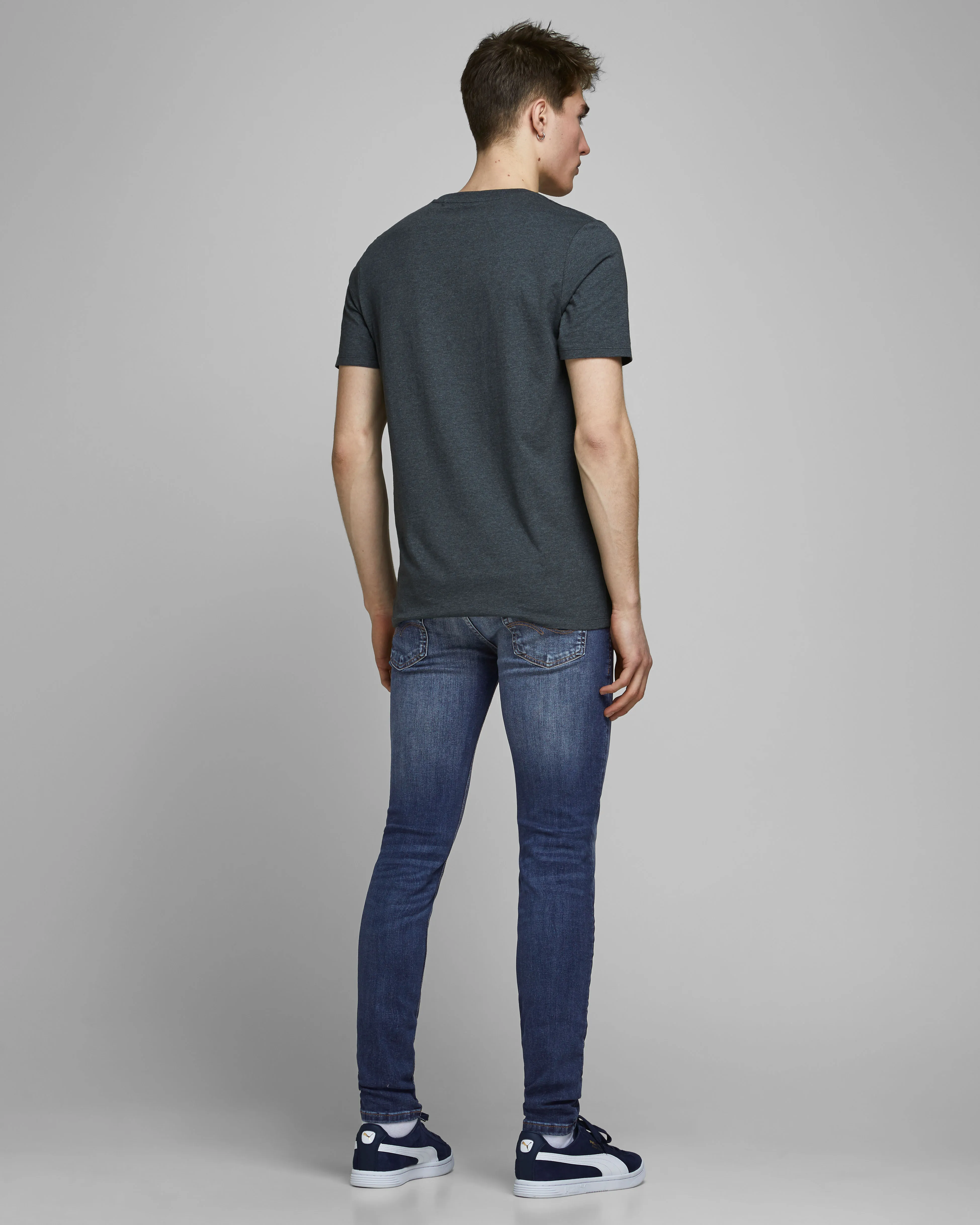 Jeans Liam skinny fit in cotone stretch lavaggio scuro stone washed con baffature