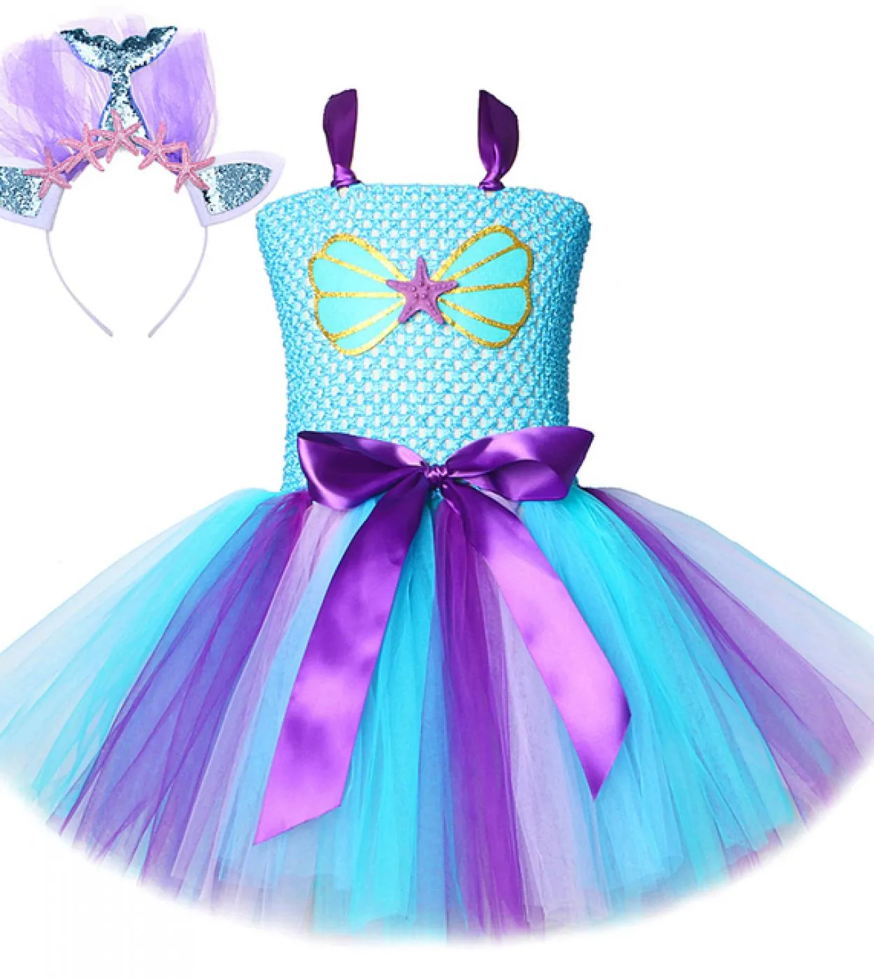 Little Mermaid Tutu Dress Outfit For Girls Princess Sea Maid Abiti per bambini Festa di compleanno Costume Baby Girl Toddler C