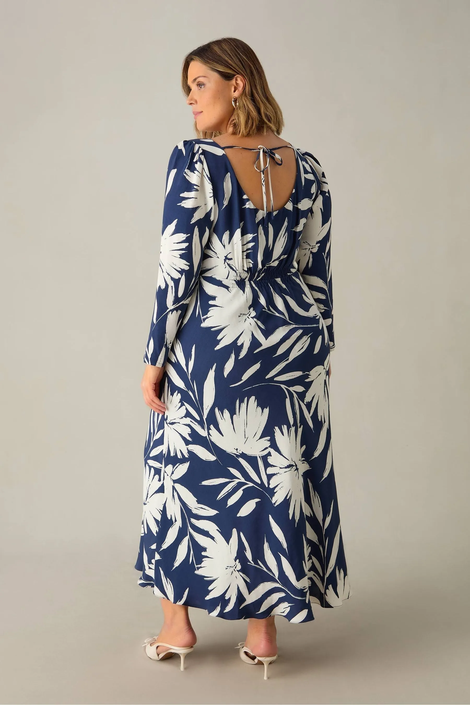 Live Unlimited Curve Floral Scoop Back Bias Maxi Dress