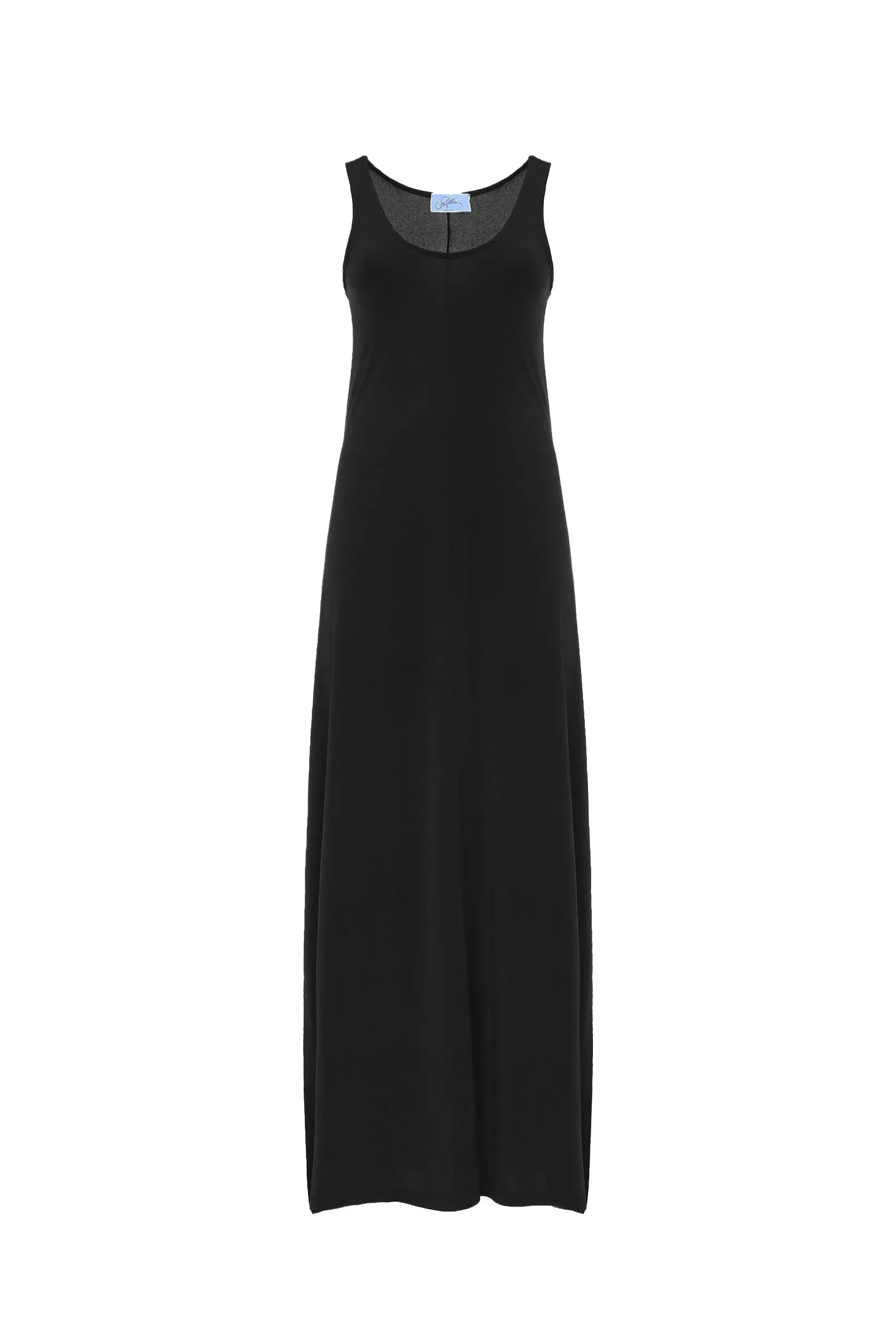 LONG DRESS WIDE SHOULDER FLARED JERSEY