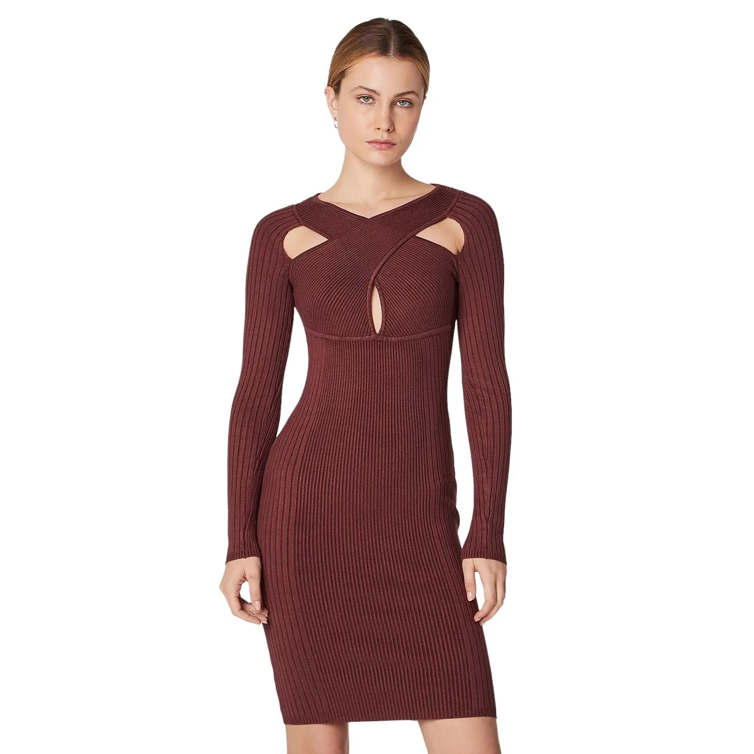 LS ELSIE RIB MIX CUTOUT DRESS