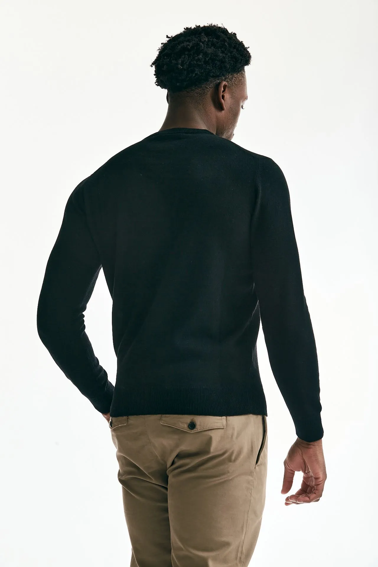 Maglia gircollo in lana e cashmere nero 