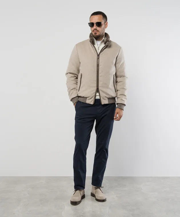 MooRER Piumino Bellati beige in lana e cashmere BELLATILS9