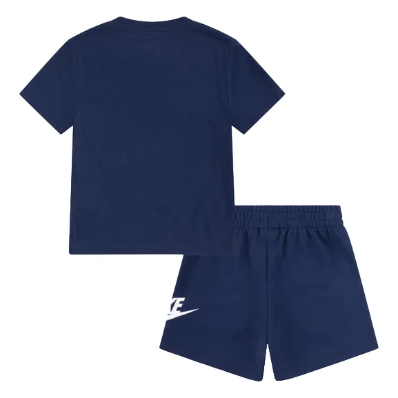 Nike completo Club da bambino maglietta manica corta e pantaloncino in cotone con logo 86L596-U90 blu