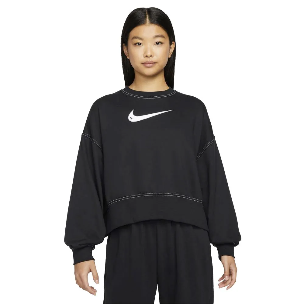 Nike Felpa Girocollo Logo Swoosh Nero Donna