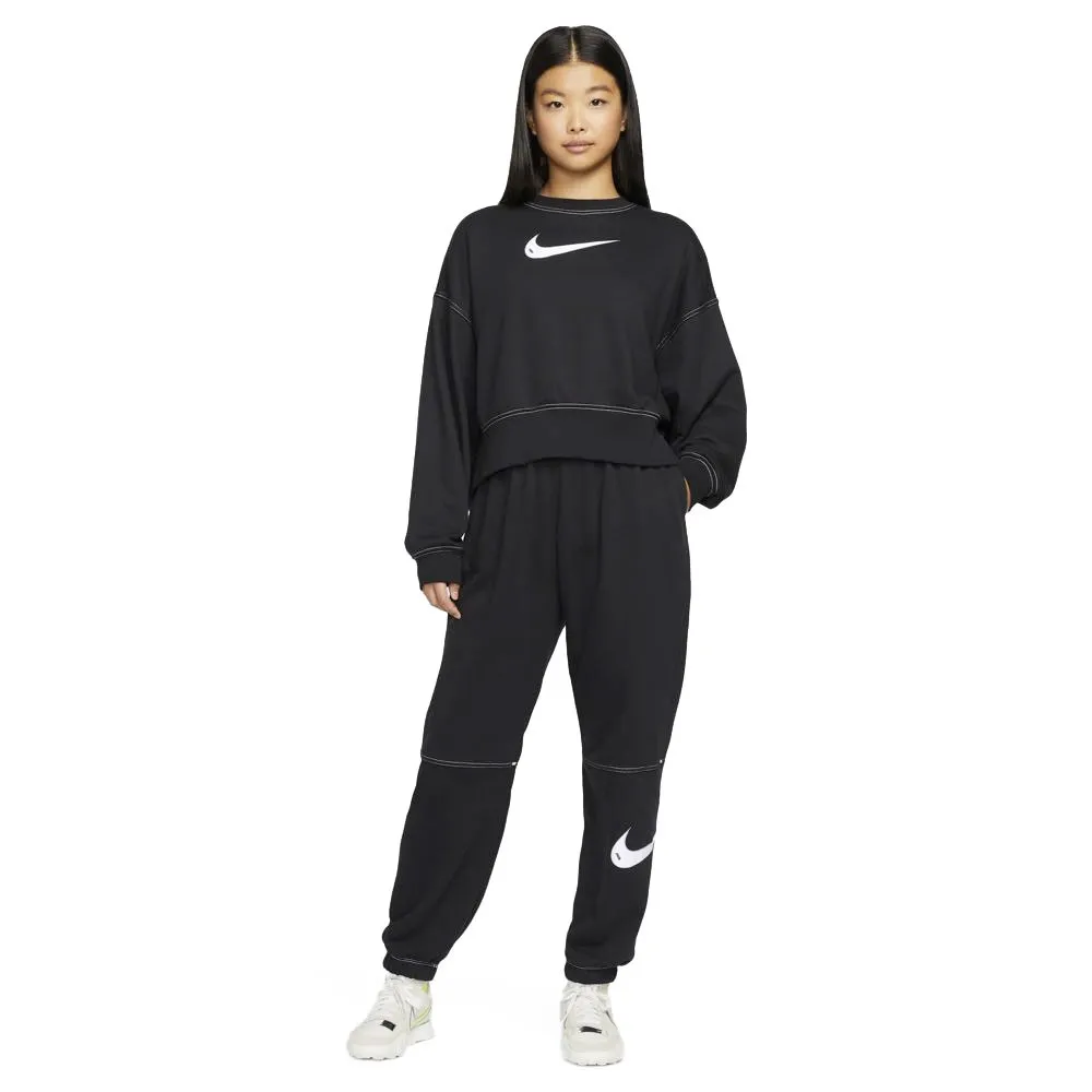 Nike Felpa Girocollo Logo Swoosh Nero Donna