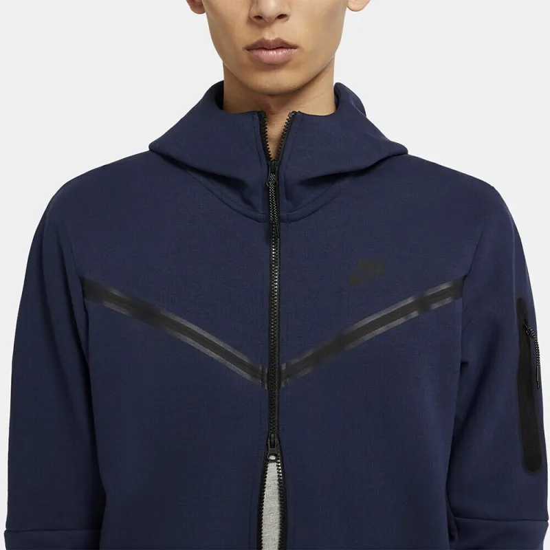 NIKE FELPA UOMO TECH FLEECE CON CAPPUCCIO COLORE BLU