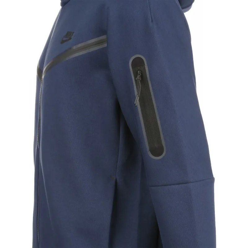 NIKE FELPA UOMO TECH FLEECE CON CAPPUCCIO COLORE BLU